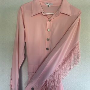 Pink fringe western romper